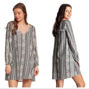 Roxy April Morning Long Sleeve V Neck Boho Pullover Mini Dress Size Medium NWT